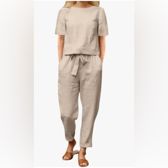 NWT 2 Piece Outfit Cotton/ Linen Casual Matching Set - Picture 4 of 14